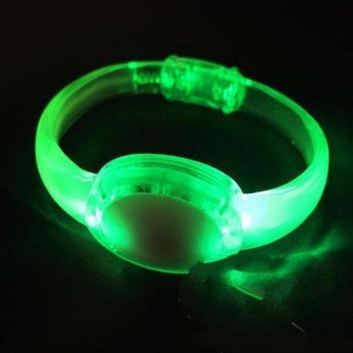 LED Light Up Sound Activated Circle Bracelet (Green Color, 1 Quantity Per Pack) - Glow-Paradise