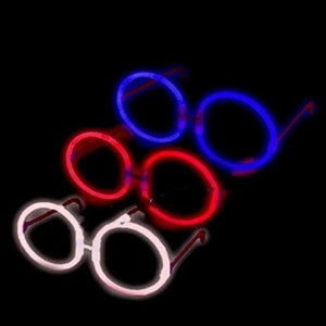 Glow Eyeglasses - Round - Patriotic Theme - Red Blue White (150 Eye Glassess Per Pack) - Glow-Paradise