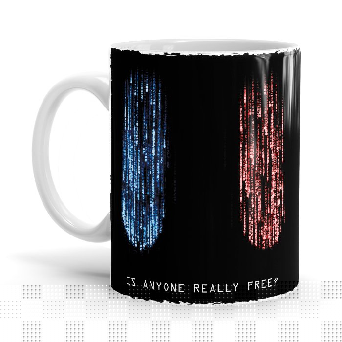Is Anyone Really Free? - Matrix Ceramic Home Kitchen Drinking Coffee Milk Mug (350ml/11oz, Made in USA) - Glow-Paradise