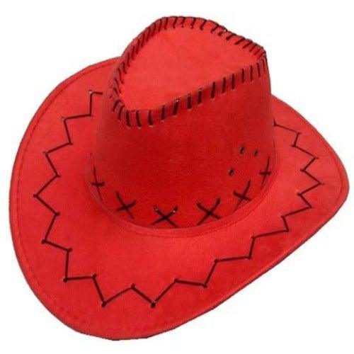 Heavy Leather Style Looking Cowboy Hat (Red Color, 1 Quantity Per Pack) - Glow-Paradise