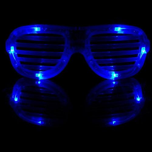 LED Light Up White Hip Hop Shutter Shades Sunglasses (Blue Color, 1 Per Pack) - Glow-Paradise