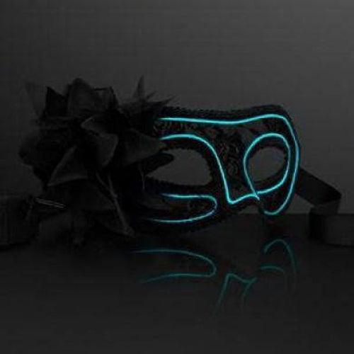 Electro Luminescent Wire Black Lace Party Mask (1 Mask Per Pack) - Glow-Paradise