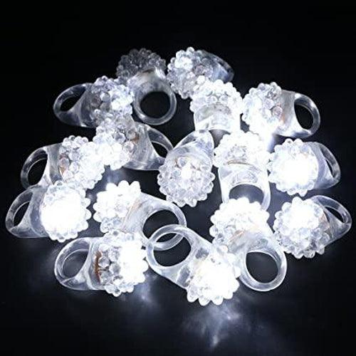LED Flashing Jelly Bumpy Rings (White Color, 12 Rings Per Pack) - Glow-Paradise