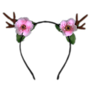 Light Up Flower Deer Lighted Antler Headband (1 Quantity Per Pack) - Glow-Paradise
