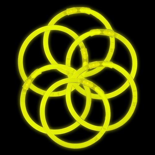 8 Inch Premium Glow Stick Bracelets (Yellow Color, 100 Counts Per Pack) - Glow-Paradise