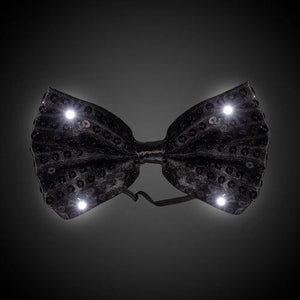 LED Light Up Black Sequin LU Bow Tie (1 Per Pack) - Glow-Paradise