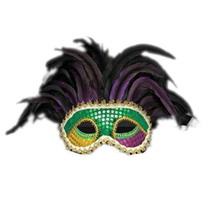 Mardi Gras Carnival Unlit Festival Feather Mask (1 Quantity Per Pack) - Glow-Paradise