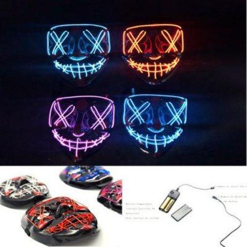 Rave EL Wire Halloween Party Mask Assorted (4 Masks Per Pack) - Glow-Paradise