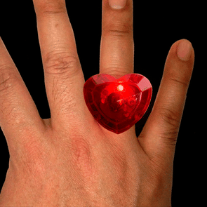 Red Heart Gem Light Up LED Ring (Red LED, 1 Per Pack) - Glow-Paradise
