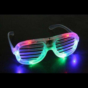 LED Light Up Slotted Rock Star Shutter Sunglasses (Assorted LED, 6 Per Pack) - Glow-Paradise