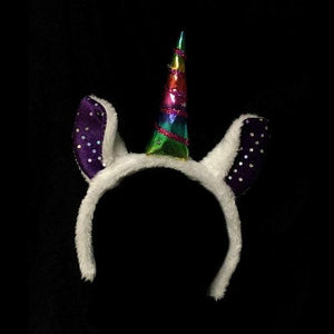LED Light Up Multicolor Unicorn Rainbow Headband (1 Quantity Per Pack) - Glow-Paradise