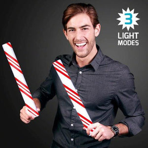 LED Light Up 16 Inch Candy Cane Foam Stick (1 Per Pack) - Glow-Paradise