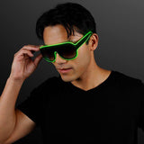 EL-Wire Aviator Shades with Sound Sensor and Clear Lens (Green Color, 1 Per Pack) - Glow-Paradise