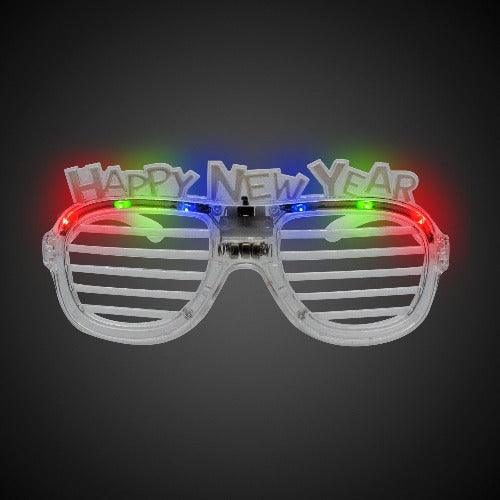LED New Year Slotted Shades (1 Sunglasses Per Pack) - Glow-Paradise