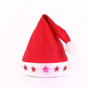 LED Santa Hat With Stars (1 Quantity Per Pack) - Glow-Paradise