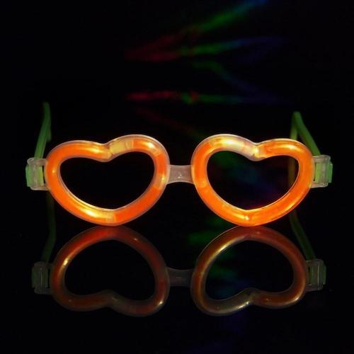 Glow Heart Shaped Glasses (Orange Color, 12 Eye Glassess Per Pack) - Glow-Paradise