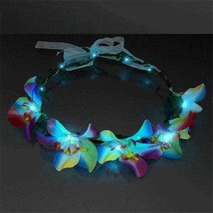 LED Light Up Tropical Orchid Floral Halo Crown Headband (1 Quantity Per Pack) - Glow-Paradise