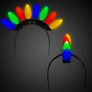 Christmas LED Bulb Headband (Multi Colors, 1 Quantity Per Pack) - Glow-Paradise