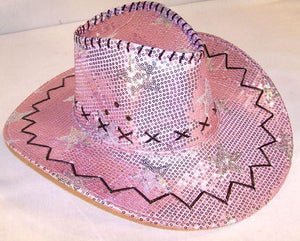 Stylish Sequin Cowboy Hat (Pink Color, 1 Quantity Per Pack) - Glow-Paradise