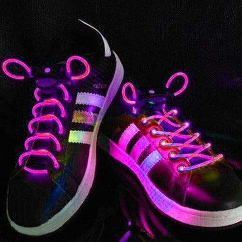LED Light Up Shoelaces (Pink Color, 1 Pair Per Pack) - Glow-Paradise