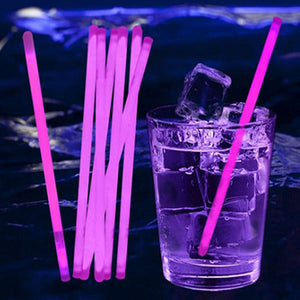 5 Inch Glow In the Dark Swizzle Sticks - Pink (100 Sticks Per Pack) - Glow-Paradise