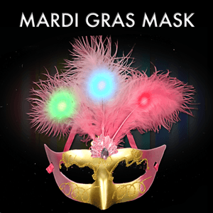 Light-Up Plume Mask (Pink Color, 1 Mask Per Pack) - Glow-Paradise