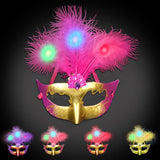 Light-Up Plume Mask (Red Color, 1 Mask Per Pack) - Glow-Paradise