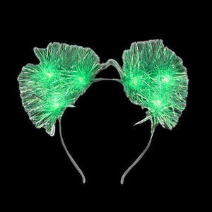 LED Light Up Tinsel Fluffy Cat Ears Headband (1 Quantity Per Pack) - Glow-Paradise