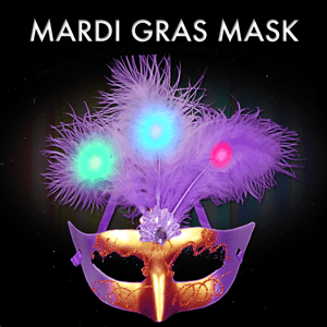 Light-Up Plume Mask (Purple Color, 1 Mask Per Pack) - Glow-Paradise