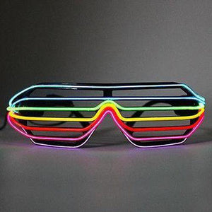 EL-Wire Light Up Rainbow Shutter Shades Sunglasses (Rainbow Color, 1 Per Pack) - Glow-Paradise