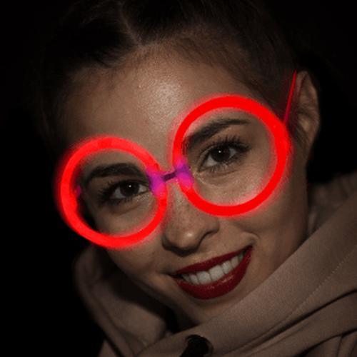 Round Glow Eyeglasses (Red Color, 50 Count Per Pack) - Glow-Paradise