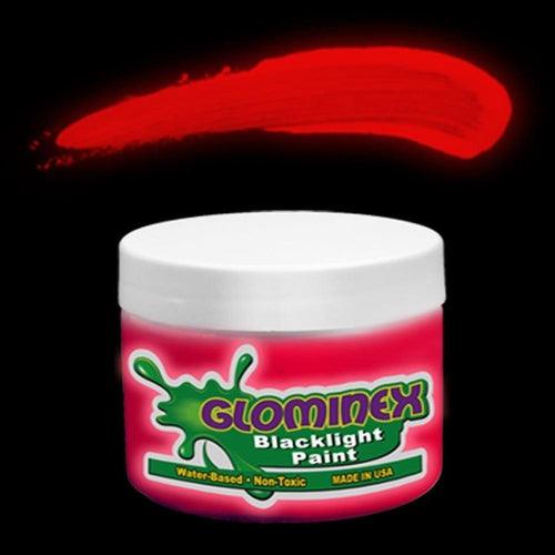 Glominex Blacklight UV Reactive Paint 4 oz Jars  (Red Color, 1 Quantity Per Pack) - Glow-Paradise