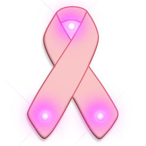 Pink Ribbon Flashing Body Light Lapel Pins (1 Per Pack) - Glow-Paradise