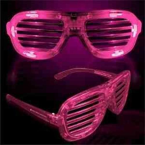 LED Light Up Slotted Rock Star Sunglasses (Pink Color, 6 Per Pack) - Glow-Paradise