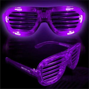 LED Light Up Slotted Rock Star Sunglasses (Purple Color, 6 Per Pack) - Glow-Paradise