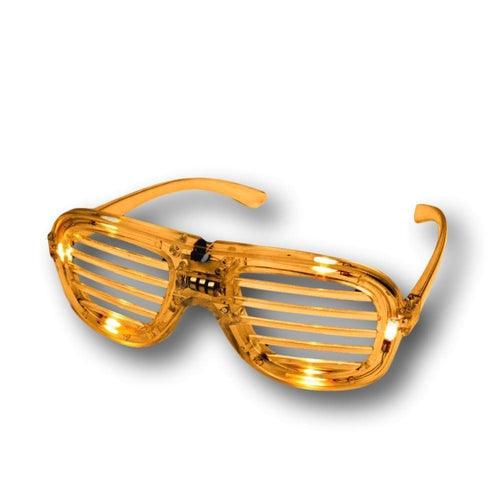 LED Light Up Slotted Rock Star Shutter Sunglasses (Orange Color, 6 Per Pack) - Glow-Paradise