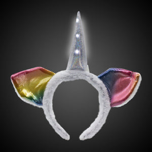 LED Light Up Silver Horn Unicorn Headband (1 Quantity Per Pack) - Glow-Paradise