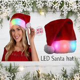 Light Up Multicolor LEDs Deluxe Santa Hat (1 Quantity Per Pack) - Glow-Paradise