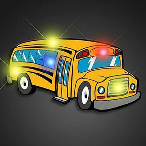 LED School Bus Flashing Body Light Lapel Pins (1 Per Pack) - Glow-Paradise