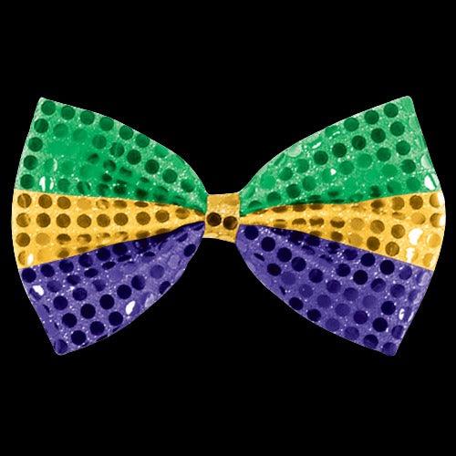 Mardi Gras Sequin Bow Tie (1 Per Pack) - Glow-Paradise