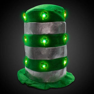 LED Light Up Shamrock Stove Pipe Hat (1 Quantity Per Pack) - Glow-Paradise