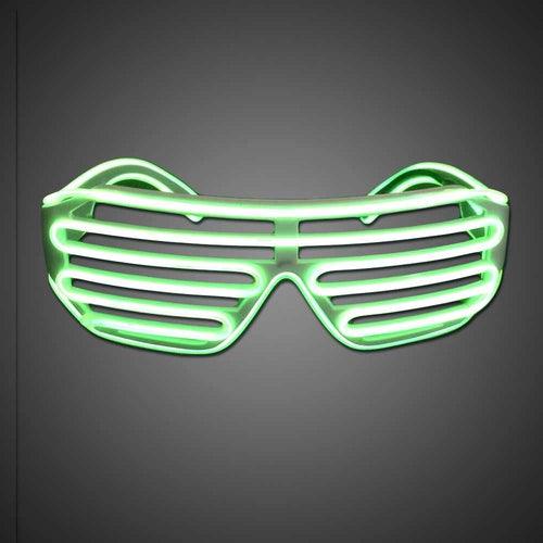 EL-Wire Shutter Shades (Green Color, 1 Eyeglass Per Pack) - Glow-Paradise
