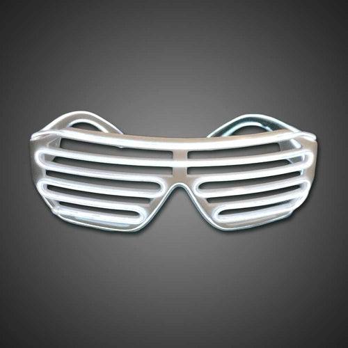 EL-Wire Shutter Shades (White Color, 1 Eyeglass Per Pack) - Glow-Paradise