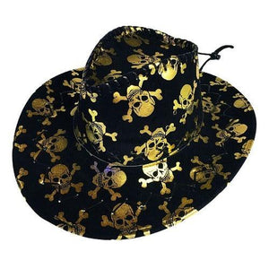 Skull X Bone Gold Cowboy Hat (1 Quantity Per Pack) - Glow-Paradise