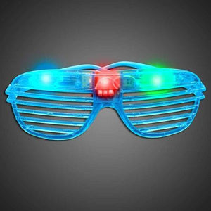 LED Light Up Party Slotted Shades (Blue Color, 1 Eyeglass Per Pack) - Glow-Paradise
