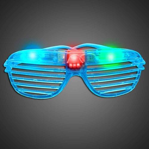 LED Light Up Party Slotted Shades (Blue Color, 1 Eyeglass Per Pack) - Glow-Paradise