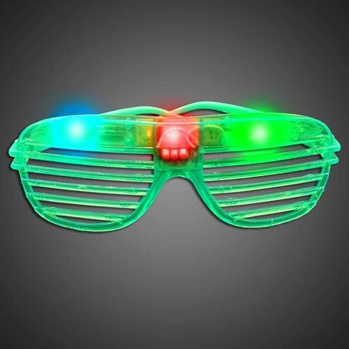 LED Light Up Party Slotted Shades (Green Color, 1 Eyeglass Per Pack) - Glow-Paradise