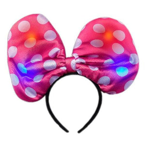 Light Up Pink Soft Bow Headband (1 Quantity Per Pack) - Glow-Paradise