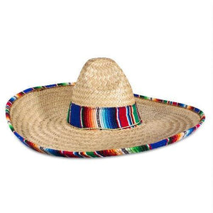 Sombrero with Serape Trim Hat (1 Per Pack) - Glow-Paradise