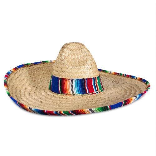 Sombrero with Serape Trim Hat (1 Per Pack) - Glow-Paradise